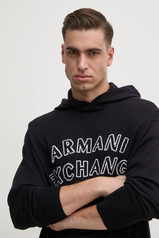 Armani Exchange sweter z domieszką wełny granatowy 6DZM2Y.ZM4NZ