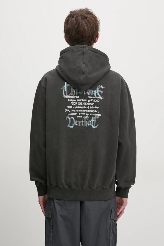 Одежда Хлопковая кофта thisisneverthat Sleepy Cat Hoodie TN243TSWHO09 серый