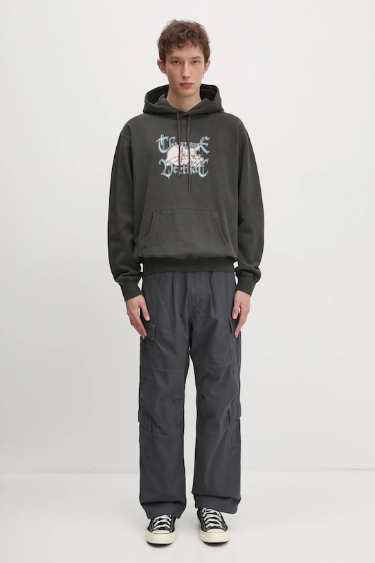 Хлопковая кофта thisisneverthat Sleepy Cat Hoodie TN243TSWHO09 серый