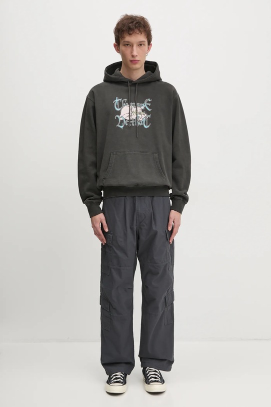 Бавовняна кофта thisisneverthat Sleepy Cat Hoodie TN243TSWHO09 сірий