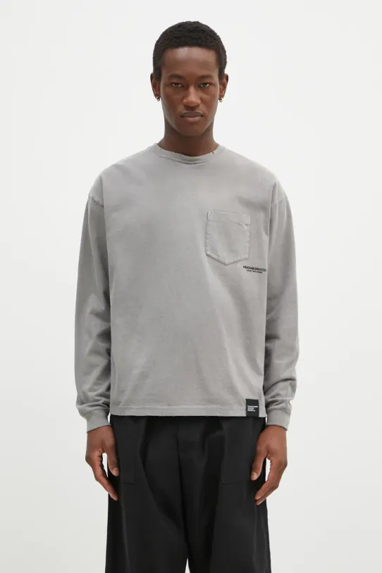 NEIGHBORHOOD top a maniche lunghe in cotone rilassato grigio 242FPNH.CSM15