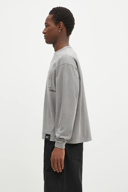 NEIGHBORHOOD longsleeve din bumbac 242FPNH.CSM15 gri AW24