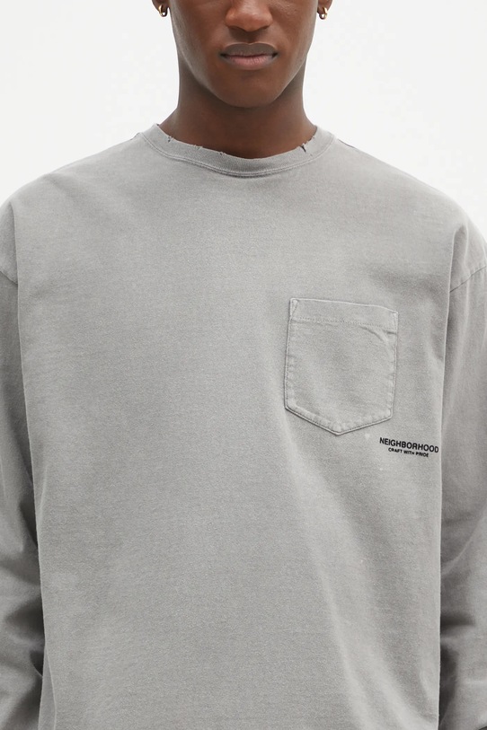 NEIGHBORHOOD top a maniche lunghe in cotone grigio 242FPNH.CSM15