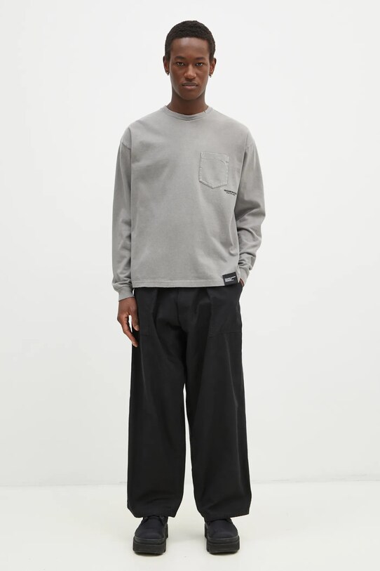 NEIGHBORHOOD longsleeve din bumbac 242FPNH.CSM15 gri