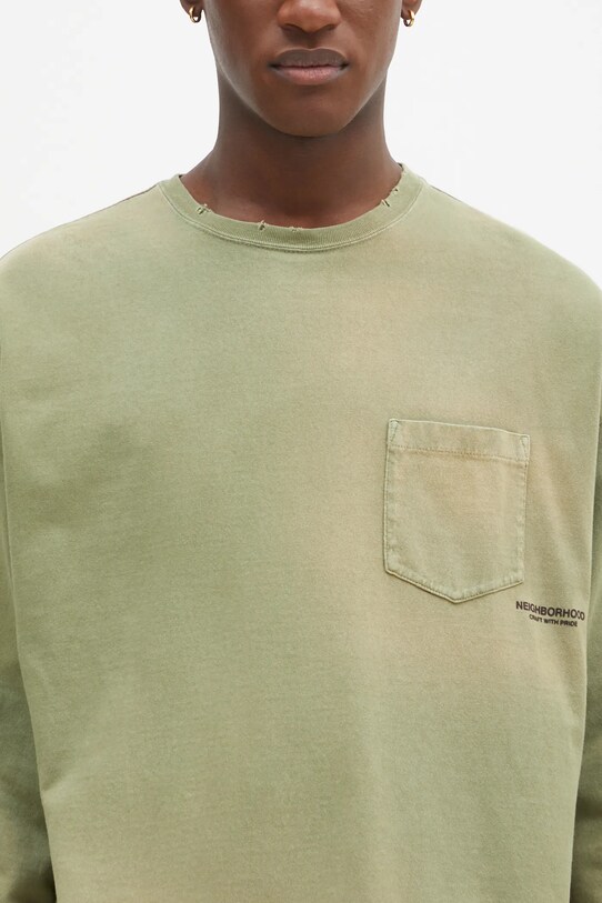 NEIGHBORHOOD longsleeve din bumbac verde 242FPNH.CSM15