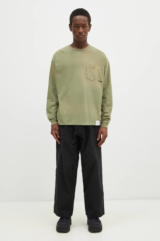 NEIGHBORHOOD longsleeve din bumbac 242FPNH.CSM15 verde
