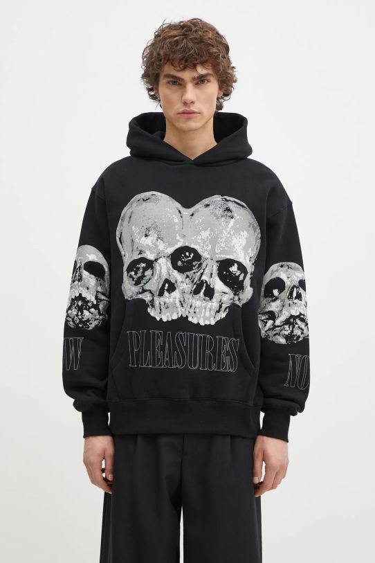 PLEASURES bluza Double Skull z kapturem czarny P24W022