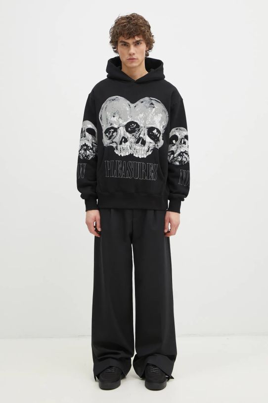 PLEASURES bluza Double Skull P24W022 negru