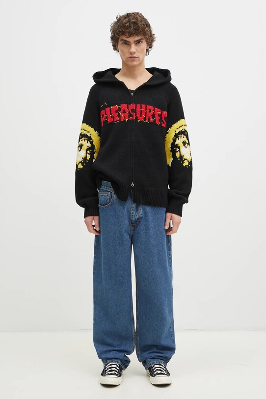 Кардиган с примесью шерсти PLEASURES Chosen Knitted P24W025 чёрный
