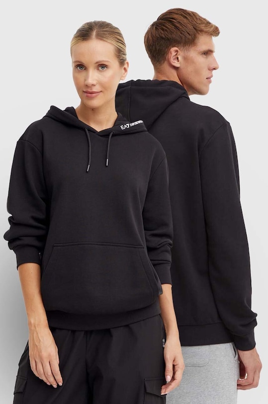 Pamučna dukserica EA7 Emporio Armani bez uzorka crna PJTKZ.6DUM13.1200