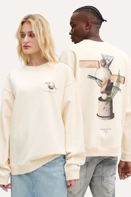 Filling Pieces hanorac de bumbac print bej 74514089936