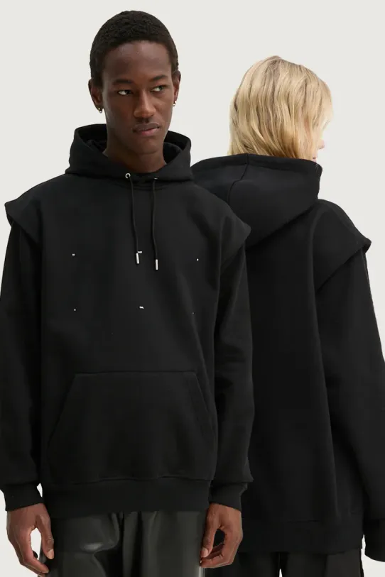 Pamučna dukserica Heliot Emil print crna HE.M.08.053.BLK01