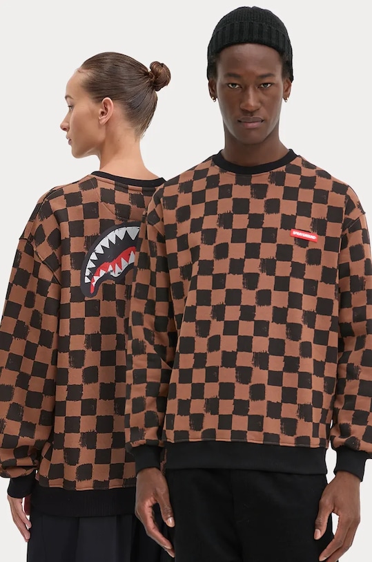 Sprayground hanorac de bumbac cu modele maro SP612