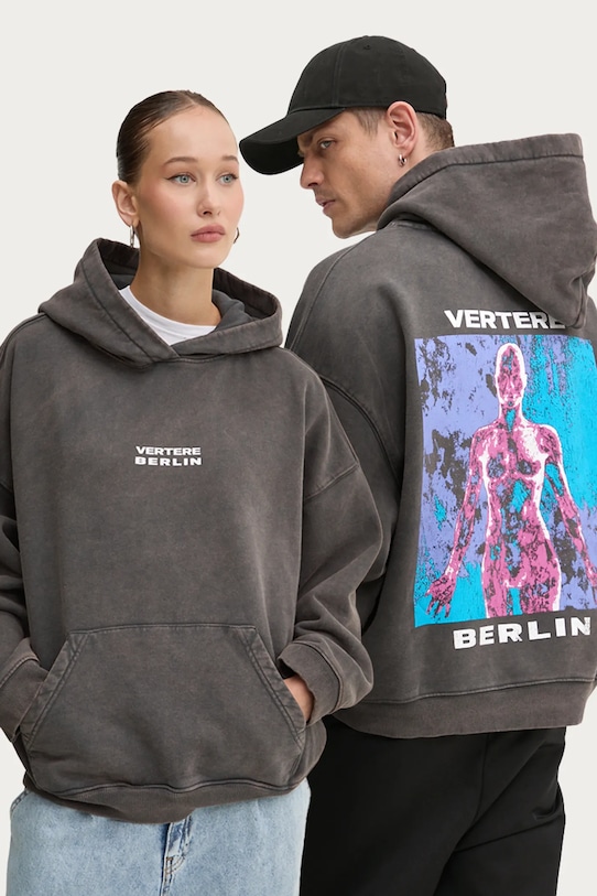 Bavlněná mikina Vertere Berlin bez kapuce šedá VER.H130