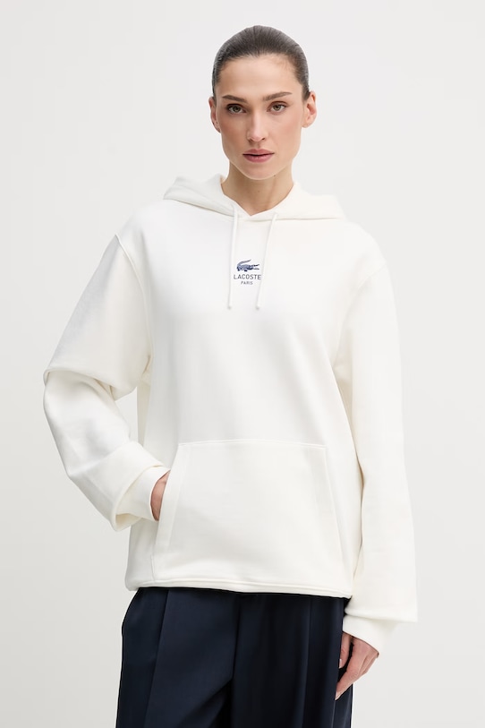 Lacoste bluza bawełniana nadruk beżowy SH2740