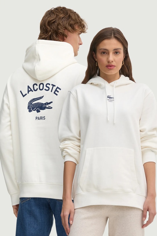 Lacoste bluza bawełniana nadruk beżowy SH2740