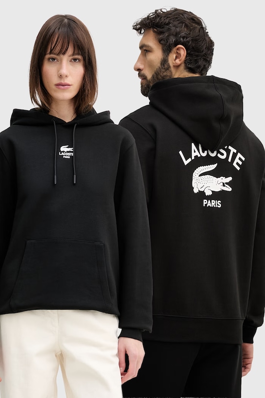 Lacoste bluza bawełniana nadruk czarny SH2740