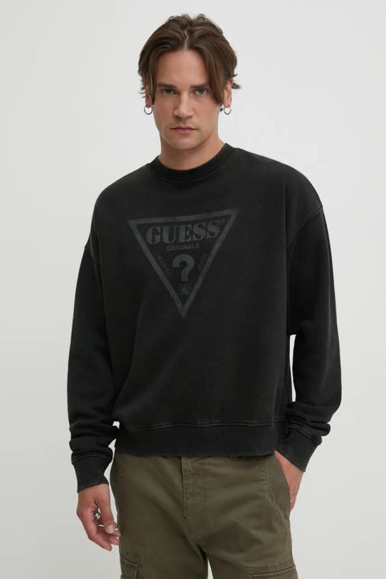 Dukserica Guess Originals bez kapuljače crna M4BQ11.K9V31