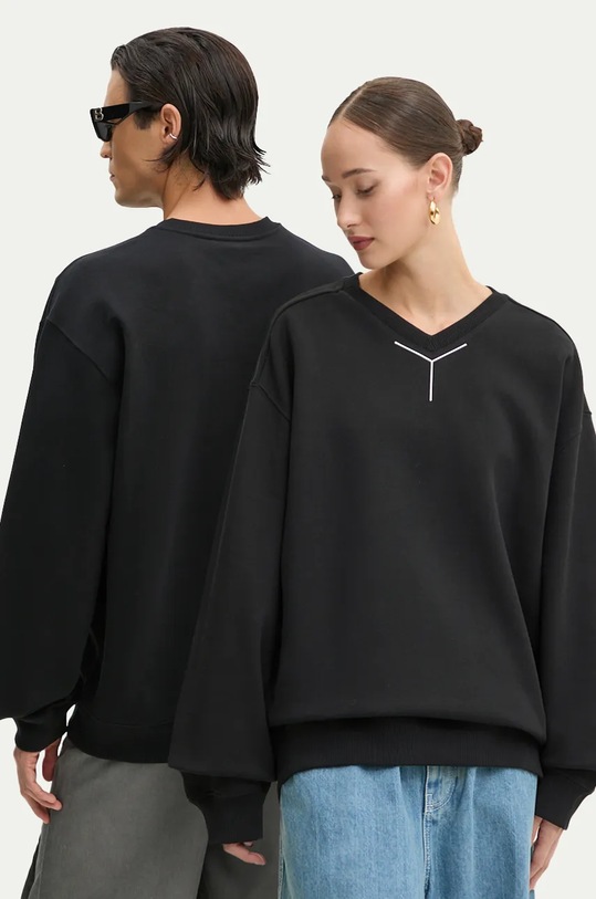 Βαμβακερή μπλούζα Y/Project Y CHROME SWEATSHIRT χωρίς κουκούλα μαύρο 204SH004