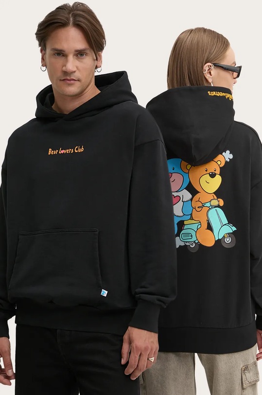 Inbetweeners hanorac de bumbac print negru F4TWUAHS015