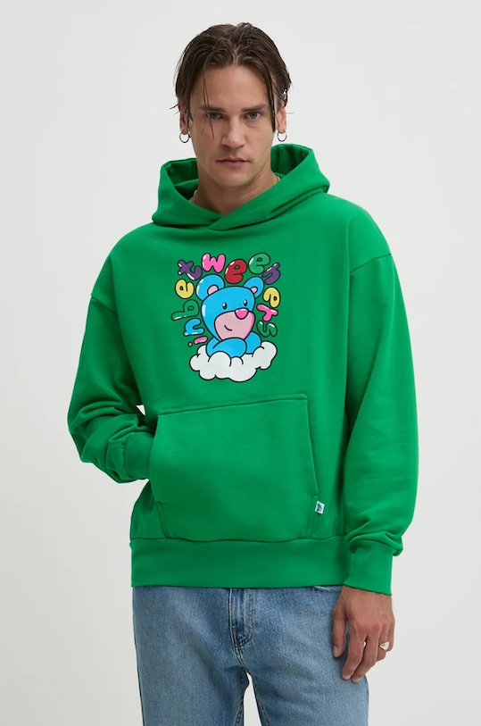Inbetweeners bluza bawełniana nadruk zielony F4TWUAHS020