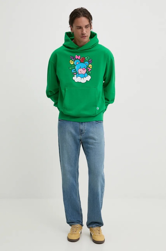 Inbetweeners bluza bawełniana F4TWUAHS020 zielony AW24