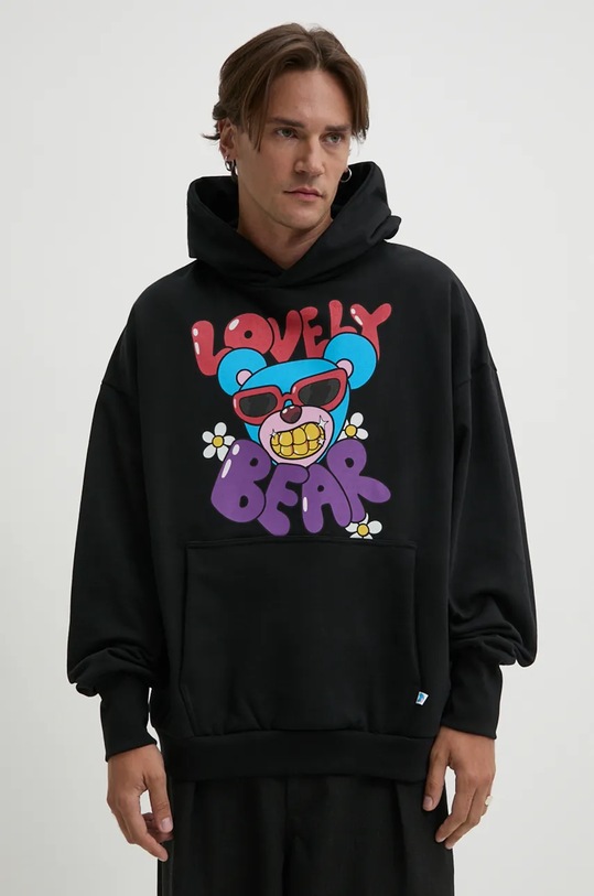 Inbetweeners bluza bawełniana nadruk czarny F4TWUAHS071