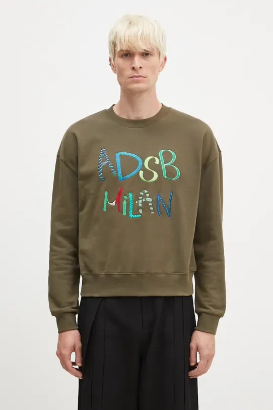 Andersson Bell felpa in cotone Milan Embroidery Sweatshirt applique verde atb1149u