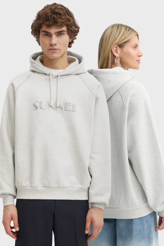 Βαμβακερό Φούτερ Sunnei με κουκούλα γκρί RTWXJER018