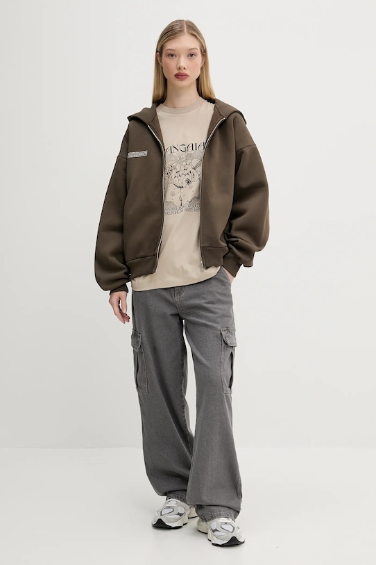 Bavlněná mikina Pangaia 10002310 hnědá