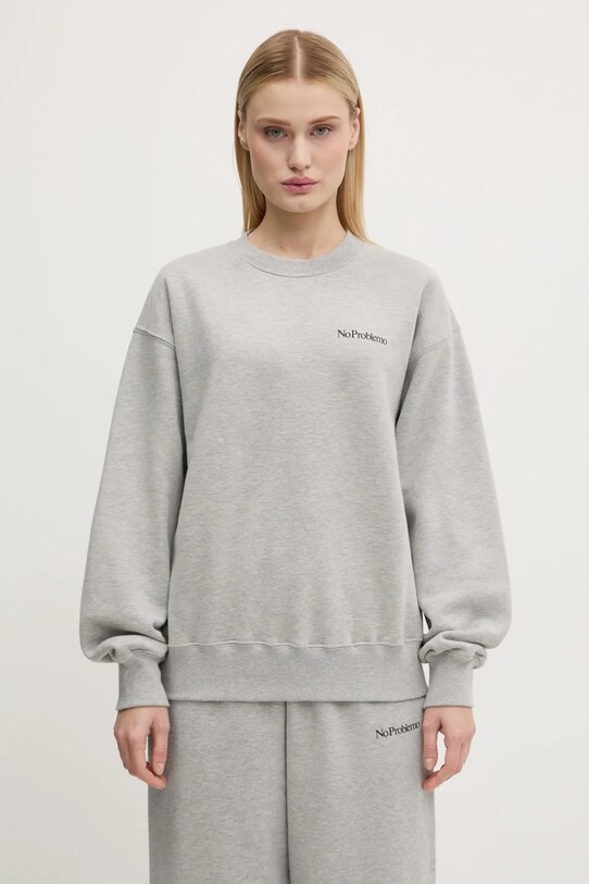 Bavlněná mikina No Problemo Mini Problemo Crew Neck Sweat NP20009.02 šedá AW24
