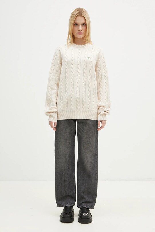 FILA+ sweter wełniany Cabled Knitted Crewneck 42FW24JJ02544C007