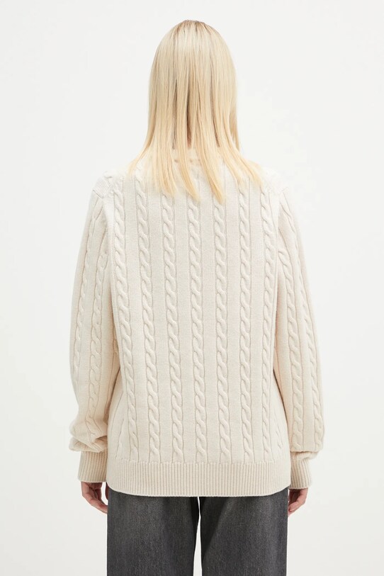 FILA+ sweter wełniany Cabled Knitted Crewneck 42FW24JJ02544C007