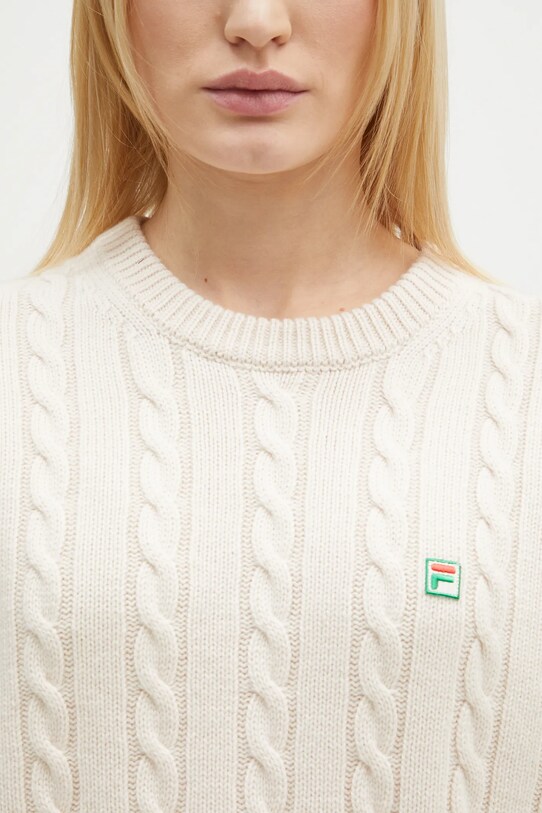 FILA+ sweter wełniany Cabled Knitted Crewneck 42FW24JJ02544C007
