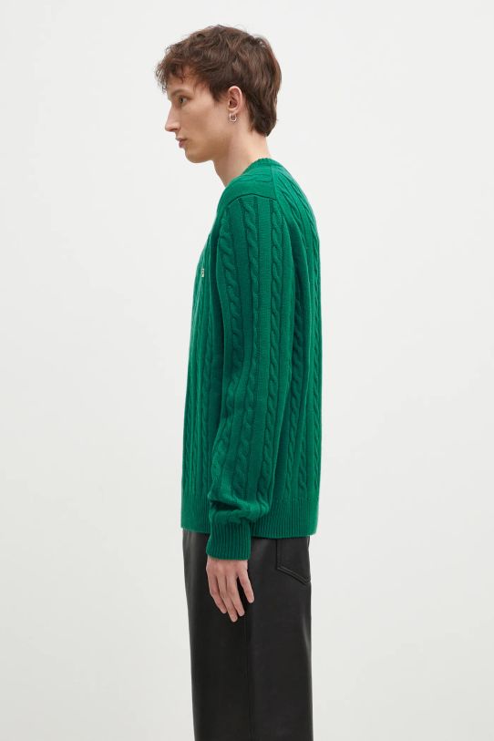 FILA+ pulover de lână Cabled Knitted Crewneck 42FW24JJ02544C606 verde AW24