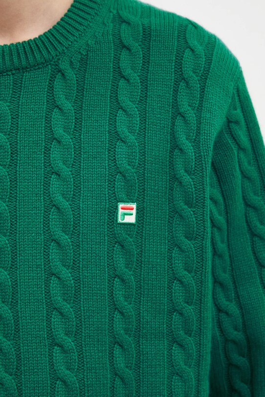 Вовняний светр FILA+ Cabled Knitted Crewneck зелений 42FW24JJ02544C606