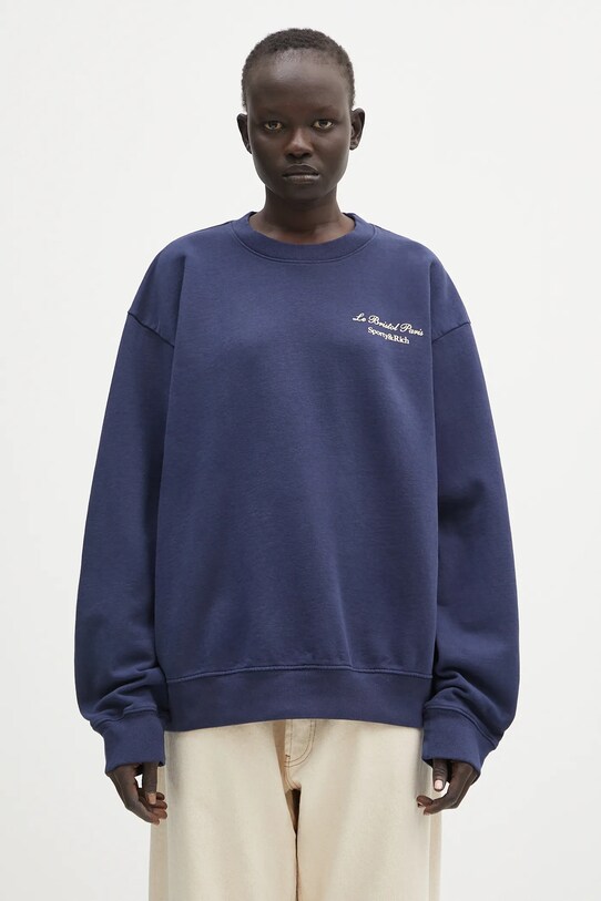 Sporty & Rich cotton sweatshirt Faubourg ST071517619BL32 navy AW24