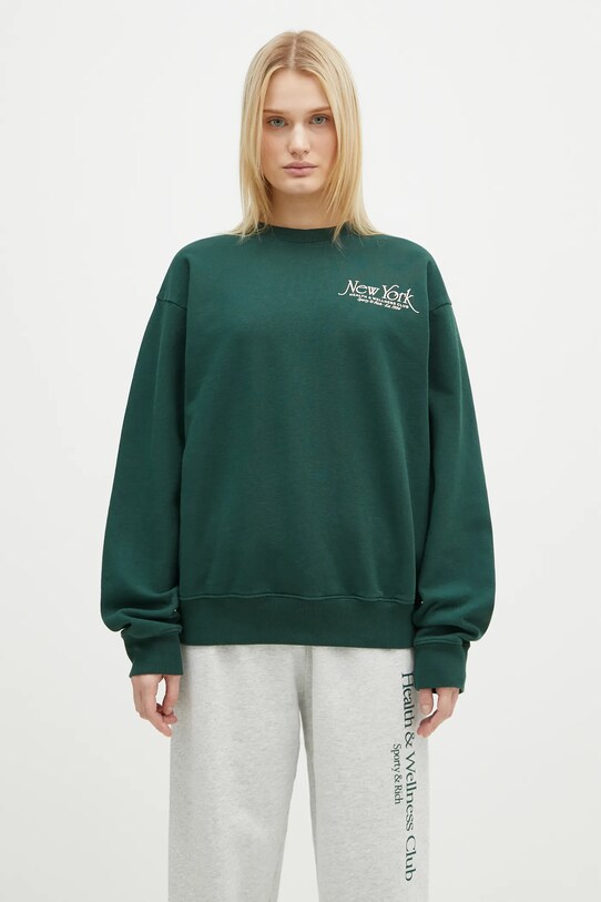 Pamučna dukserica Sporty & Rich NY 94 ST071506034GR10 zelena AW24