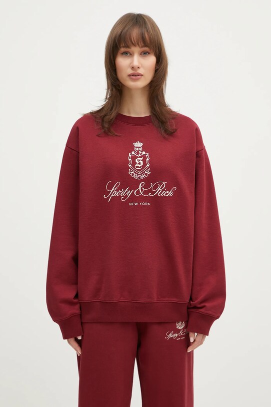 Sporty & Rich cotton sweatshirt Vendome Embroidered ST071506205RE10 maroon AW24