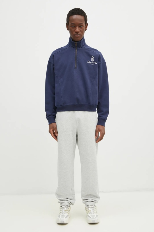 Хлопковая кофта Sporty & Rich Vendome Embroidered Quarter Zip ST073506205BL32