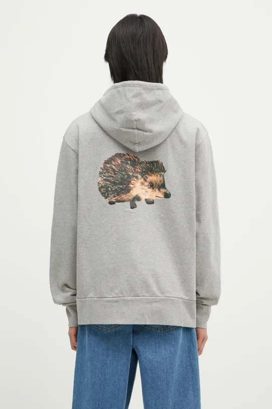JW Anderson felpa in cotone Prickly Back Print Hoodie melange grigio JW0210.PG1668.905