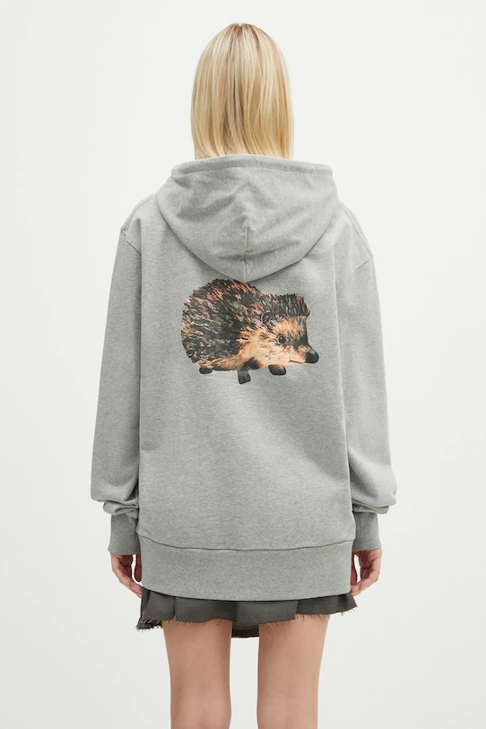 JW Anderson hanorac de bumbac Prickly Back Print Hoodie JW0210.PG1668.905 gri AW24
