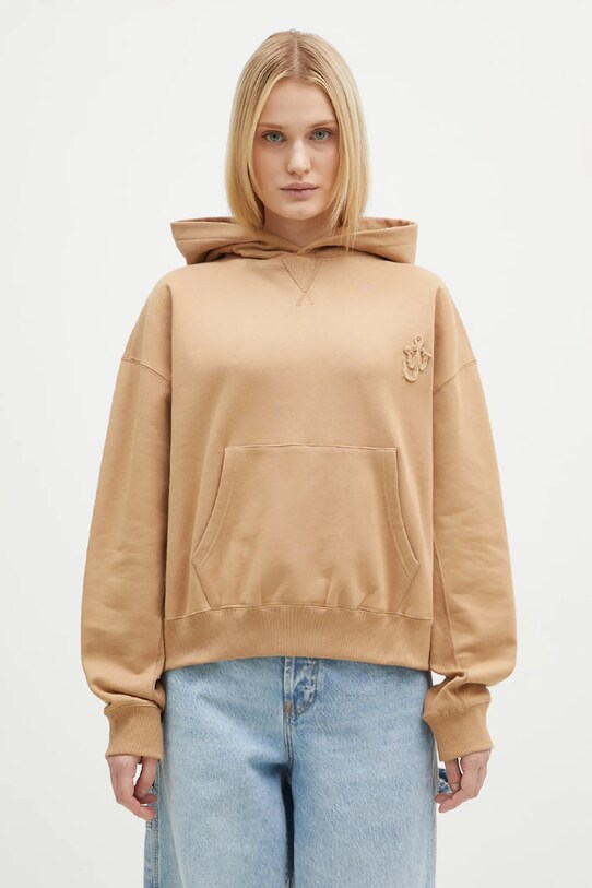 Bavlněná mikina JW Anderson Anchor Logo Hoodie JW0183.PG1631.132 béžová AW24