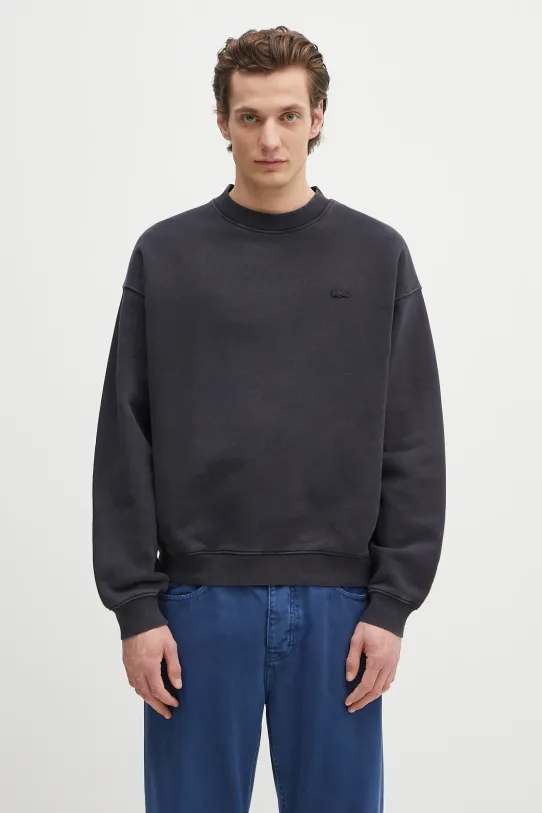 Хлопковая кофта Lacoste гладкий тёмно-синий SH2837