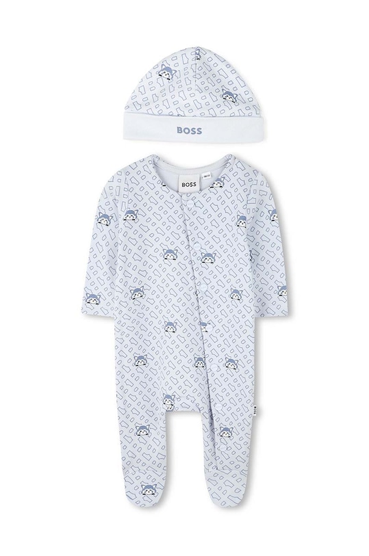 BOSS salopetă și pălărie pentru bebeluși Produs pentru bebe albastru J51060.