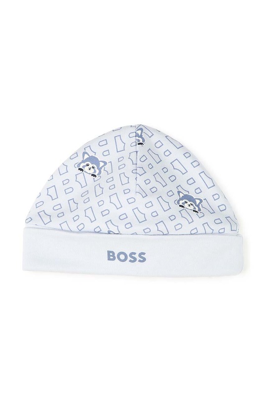 BOSS salopetă și pălărie pentru bebeluși albastru J51060.