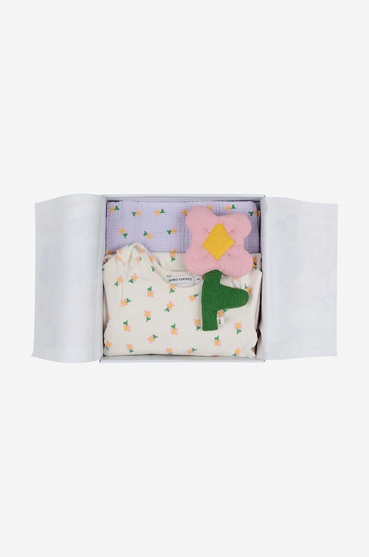 Хлопковый комбинезон для младенцев Bobo Choses Pansy Flower 224AB105 фиолетовой