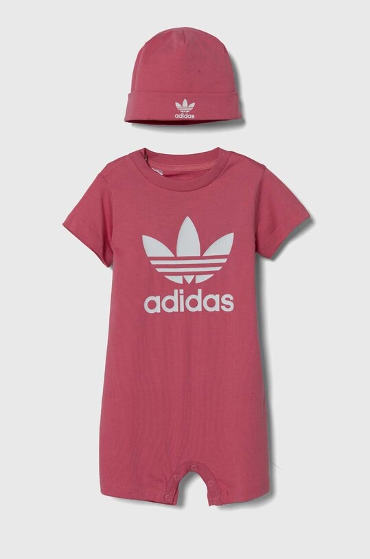 Бавовняний ромпер для немовлят adidas Originals GIFT SET Для немовлят рожевий IY0748