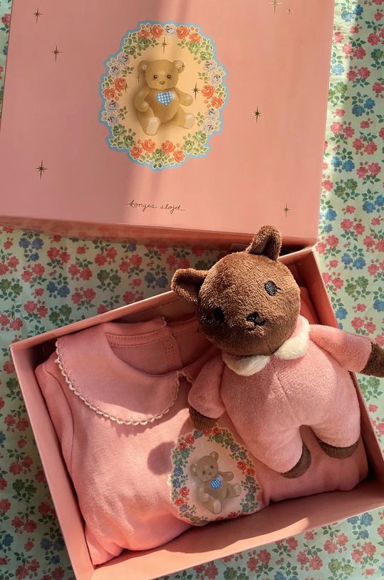 Detský bavlnený overal Konges Sløjd COTY PICOT GIFT SET Darčekový box ružová KS101938