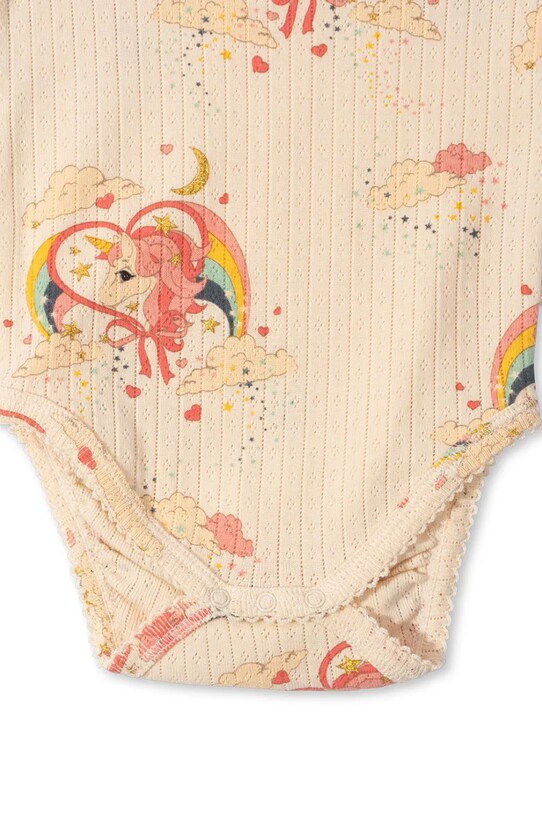 Konges Sløjd body din bumbac pentru bebelusi MINNIE GLITTER BODY GOTS KS102054 bej